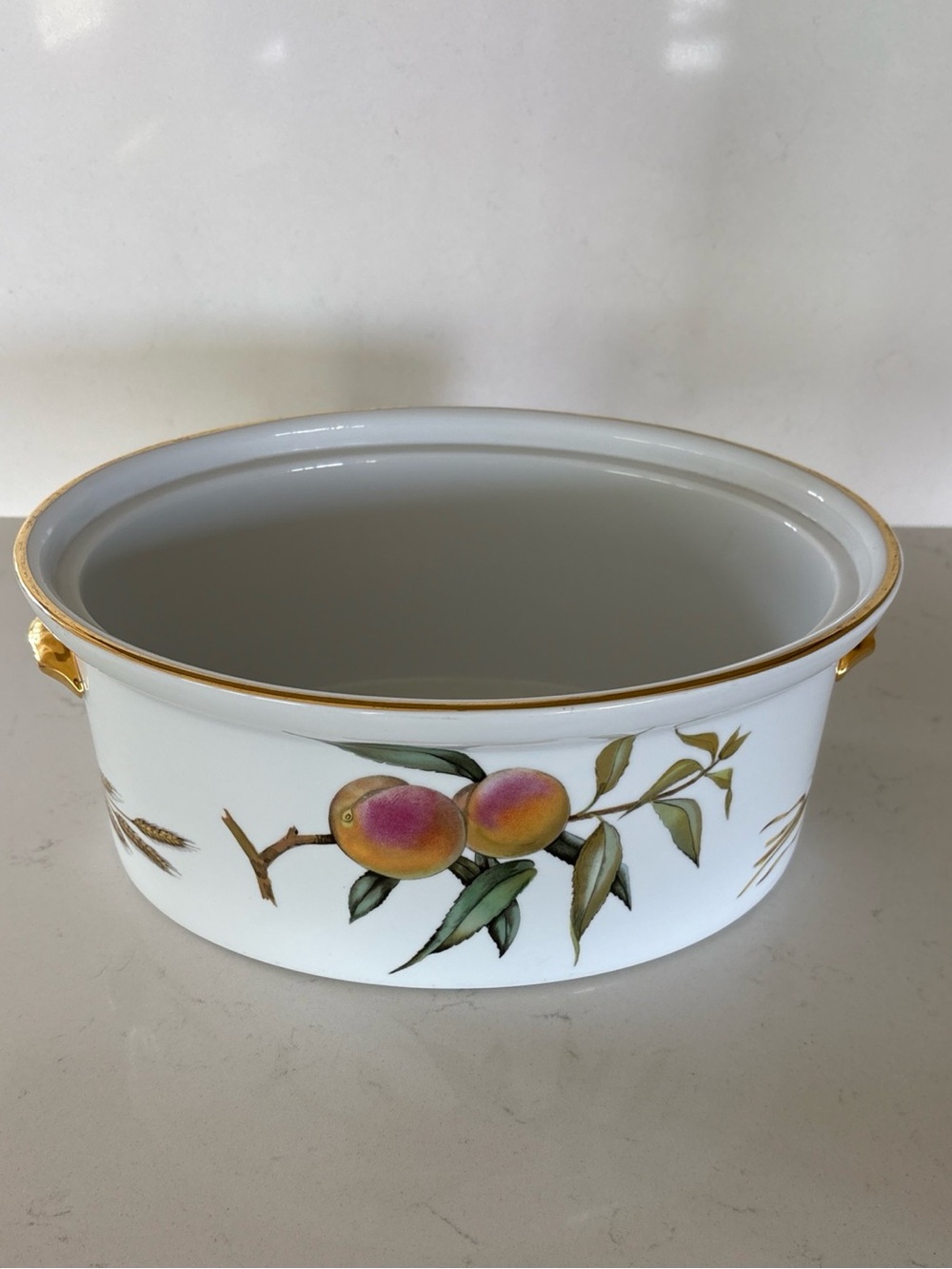 Vintage Royal Worcester Fine Porcelain Oven to Table Ware NO LID 12" Peaches
